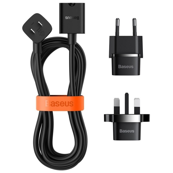 Cablu Alimentare Baseus Power Combo / Prelungitor Cu Mini-Priză De Alimentare 1m Negru (Adaptor De Alimentare UE și Marea Britanie) PSMN000301